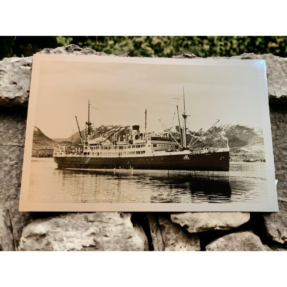 SS Denali Alaska RPPC Steamer Ship Photo Postcard Schaller c1940s